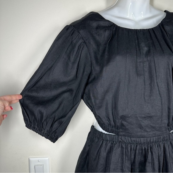 All Saints Colette Linen Mini Dress in Black 10 - Picture 5 of 10